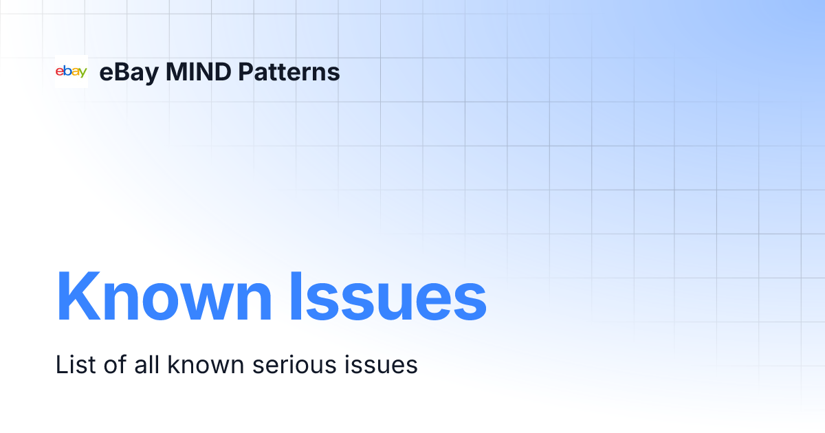 Known issues ebay mind patterns